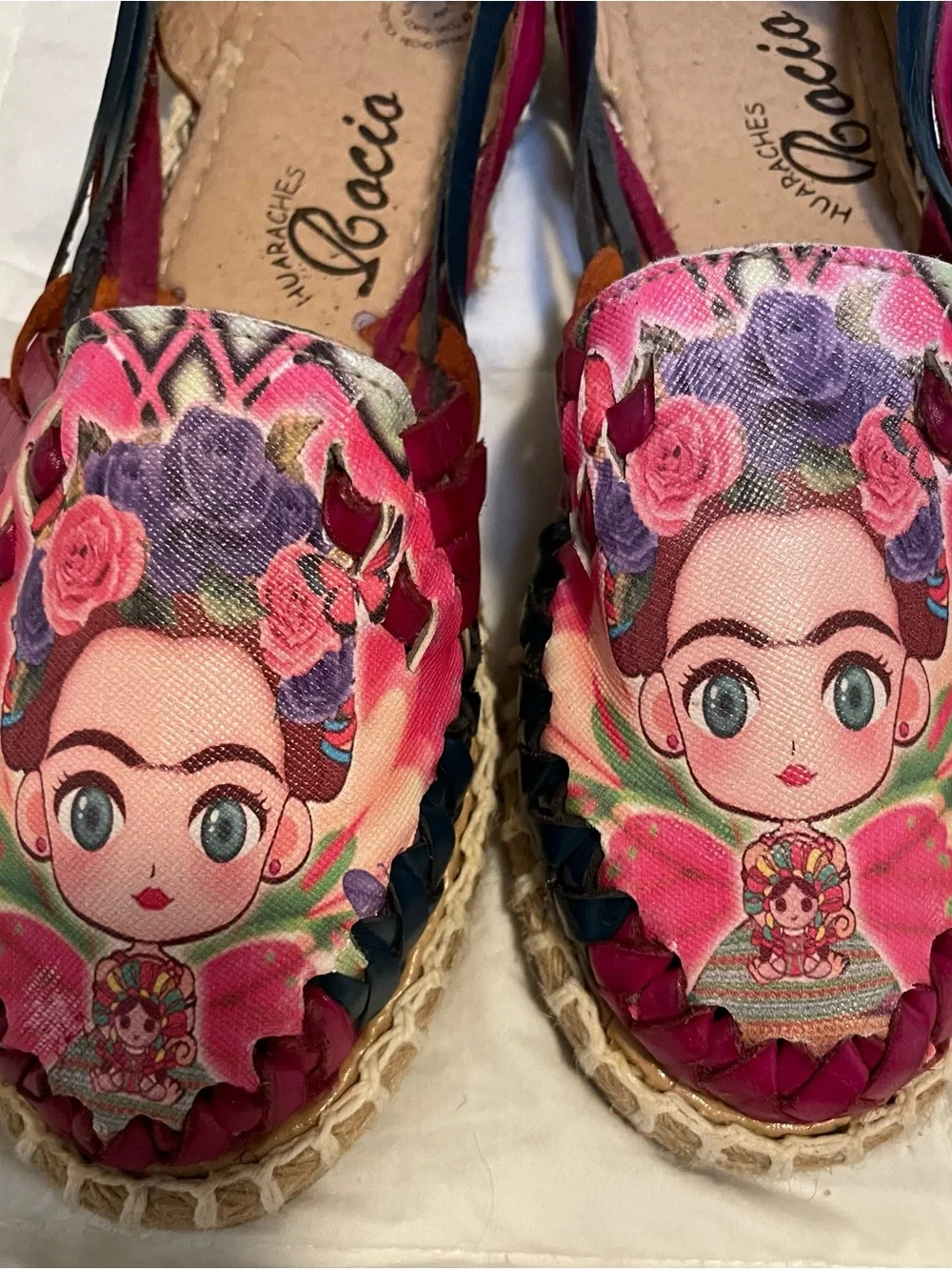 Women’s Huaraches Pink Floral Frida-Illustration Espadrille Flats